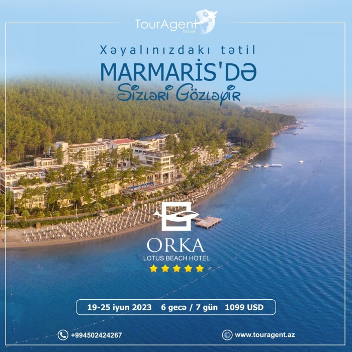 Marmarisin ən çox sevilən otellərindən olan "Orka Lotus Beach"